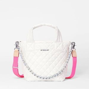 ISO - MZ Wallace Bright White/Iridescent and Hot Pink Metro Tote Deluxe